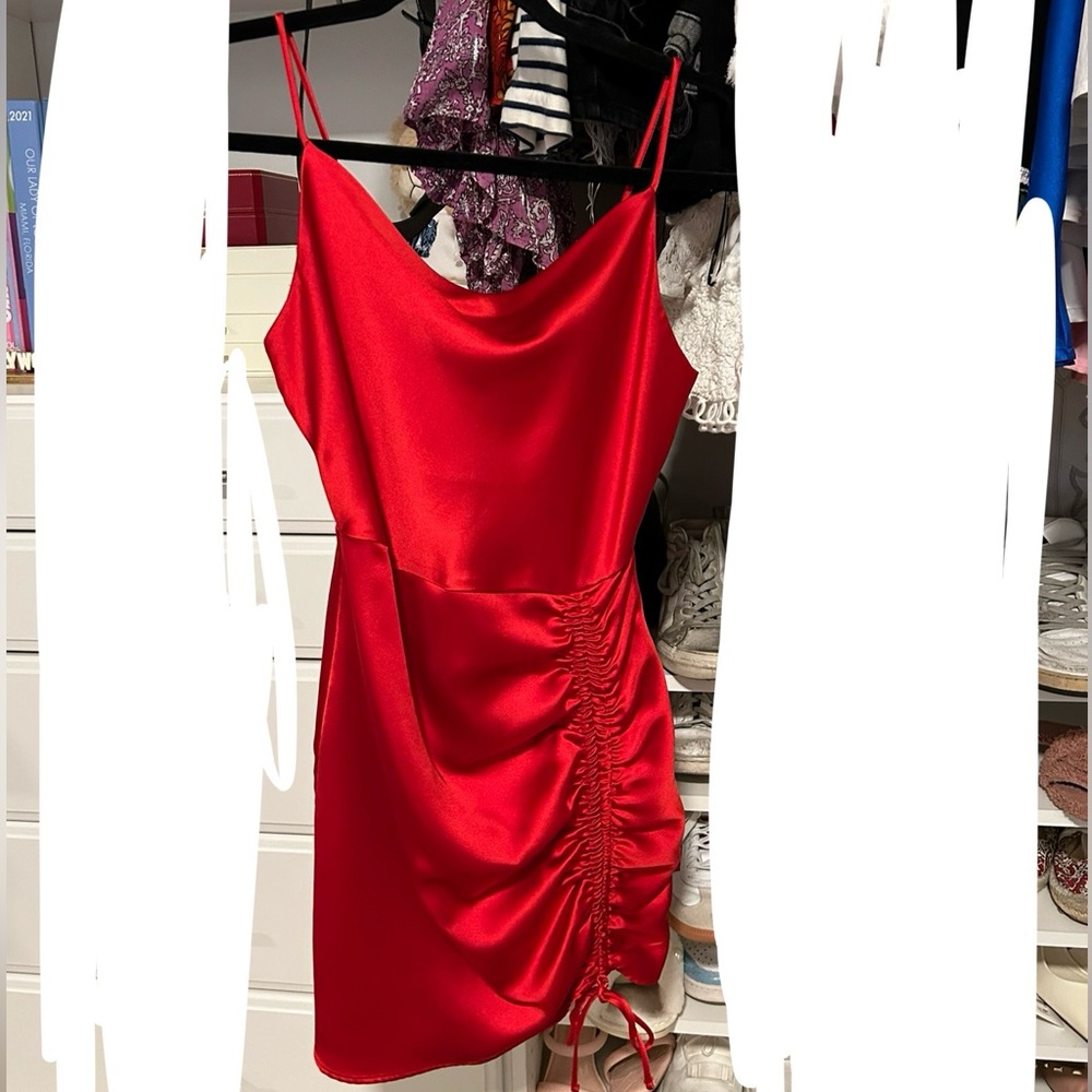 Zara red satin mini dress